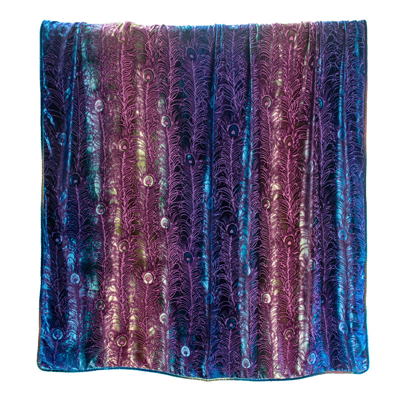 Peacock Feather Throw, 74" L x 52" W, Peacock