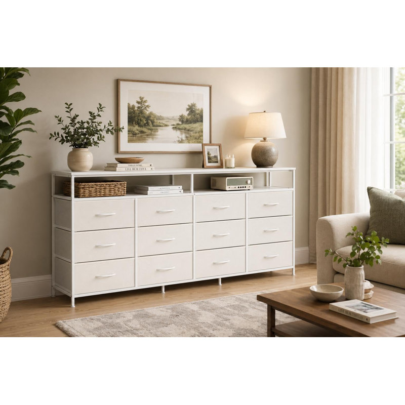 160 cm W Chest of 12 Drawers, White