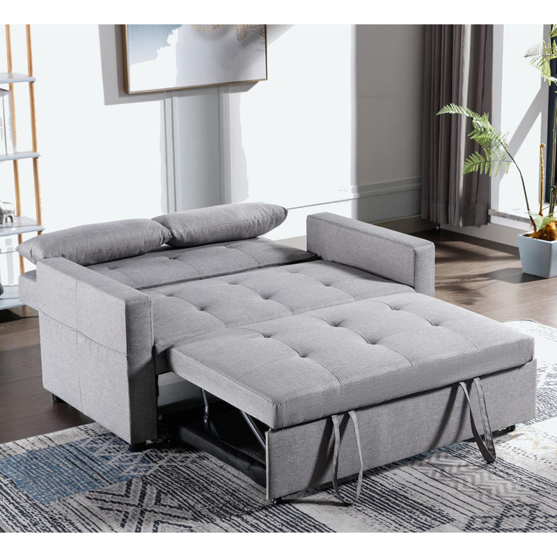 Accoudoir carré en lin 55,12 po Rainell, Lin gris pâle