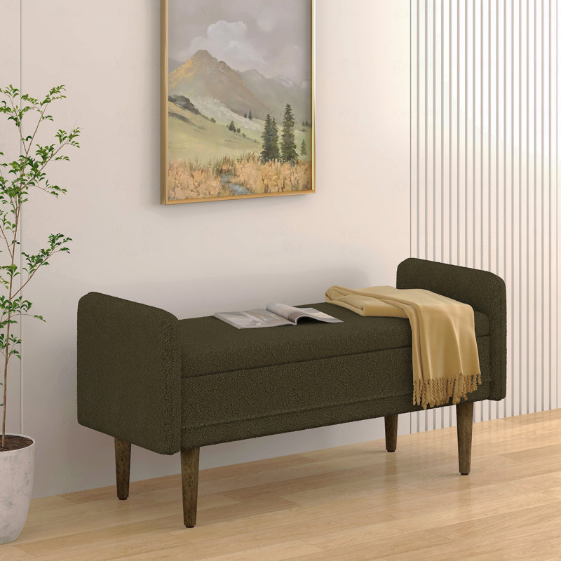 Tabouret de rangement en velours Teddy, avec espace de rangement, adapté aux appartements, salons et chambres, Vert