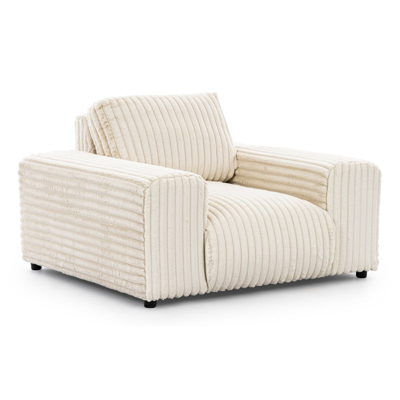 Mollis Upholstered Armchair, Light Beige Corduroy
