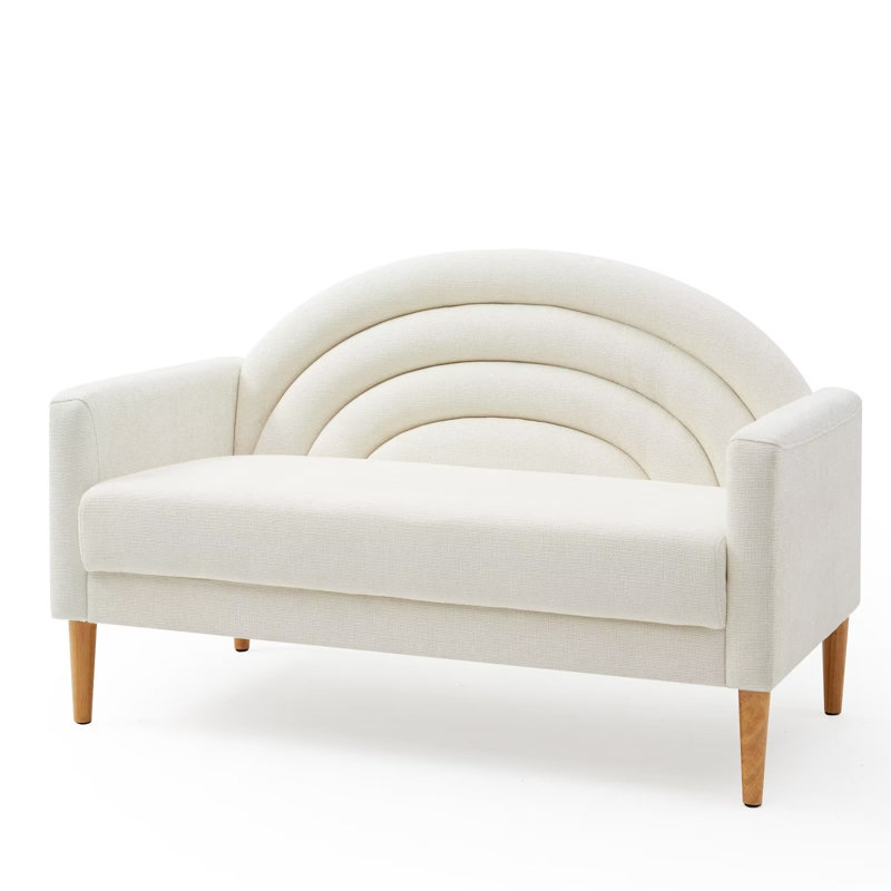 3 Seater Loveseat, Cream Polyester, 80cm H x 126cm W x 78cm D