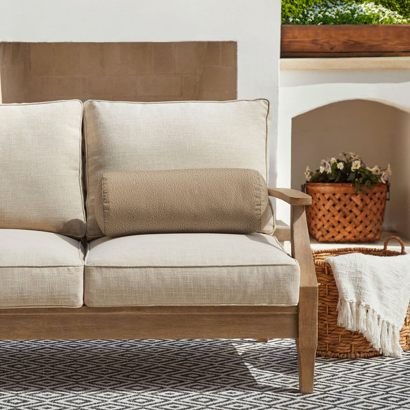 Housse et insert de coussin en polyester pour l'intérieur et l'extérieur, Neige, H 6 po x l 16 po