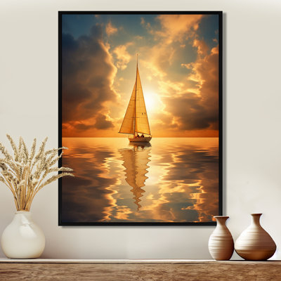 Majestic Ocean Sailboat Sunset After The Storm I - Boat Wall Art Decor