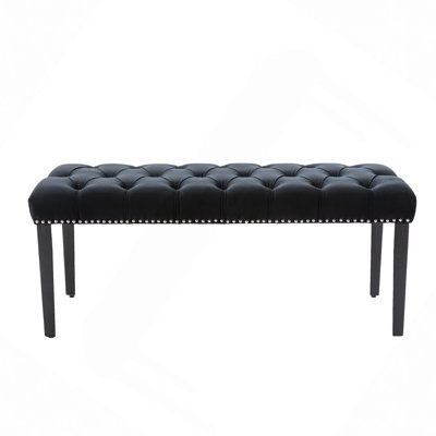 Upholstered Tufted Bench Ottoman , Velvet Dining Bench Bedroom Bench  Footrest Stool Accent Bench For Entryway Dining Room Living Room