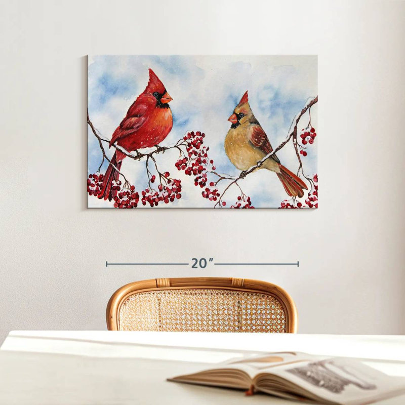 Cardinals de Brampt et baies d'hiver, H 16 po x l 24 po