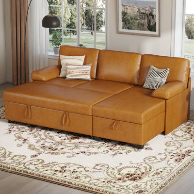 80'' Upholstered Sleeper Sofa, Pull Out Bed With Storage Chaise For Living Room Bedroom Apartment
