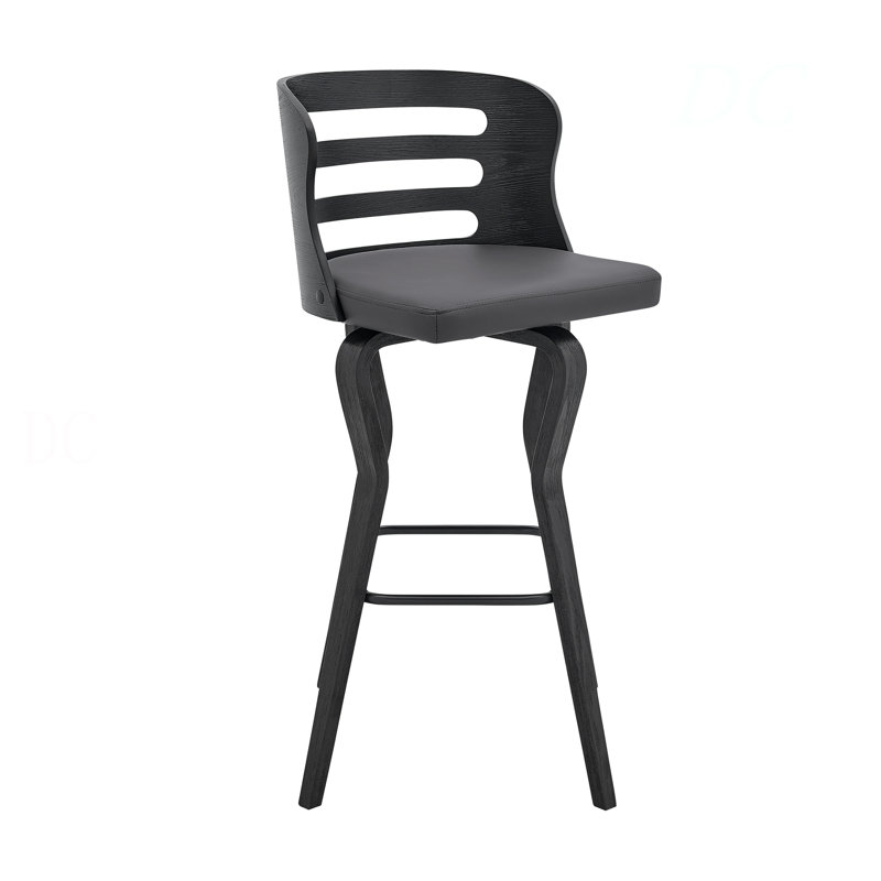Tabouret de bar pivotant en similicuir et bois noir Lusera, Tabouret de bar (siège d'une hauteur de 30 po)