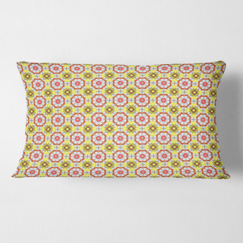 Coussin décoratif rétro à motif abstrait kaléidoscope rétro Mid-Century, 12 po x 20 po, Rectangulaire