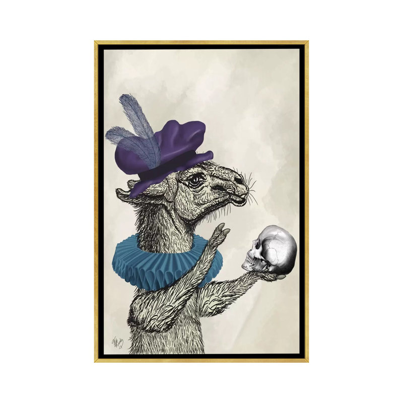 «Drama Llama» par Fab Funky - impression d'art graphique, Toile encadrée d'or, Aucun mat, H 40 po x l 26 po x P 1,5 po