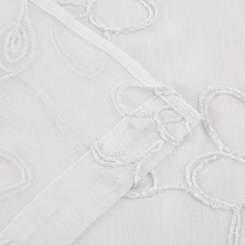 Carston Solid Semi-Sheer Grommet Curtain Panels, 38" W x 84" L, White with Silver Shimmer
