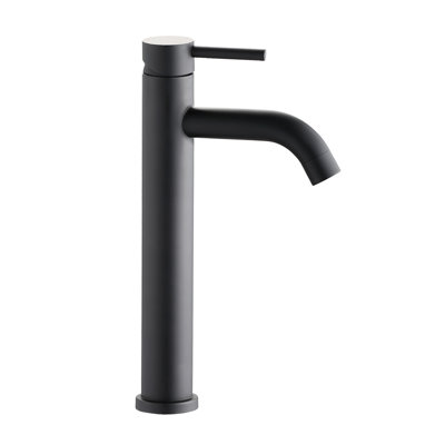 Robinet pour lavabo de salle de bain - 1 trou, noir mat, acier inoxydable, aérateur inclus