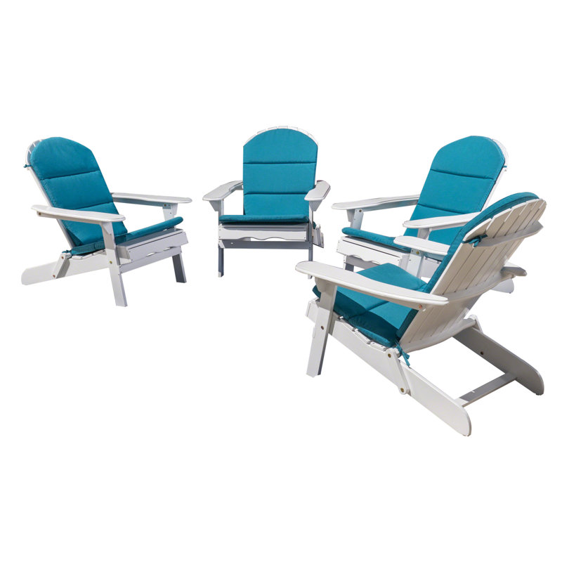 Matthias Foldable Outdoor Adirondack Set, White/Dark Teal