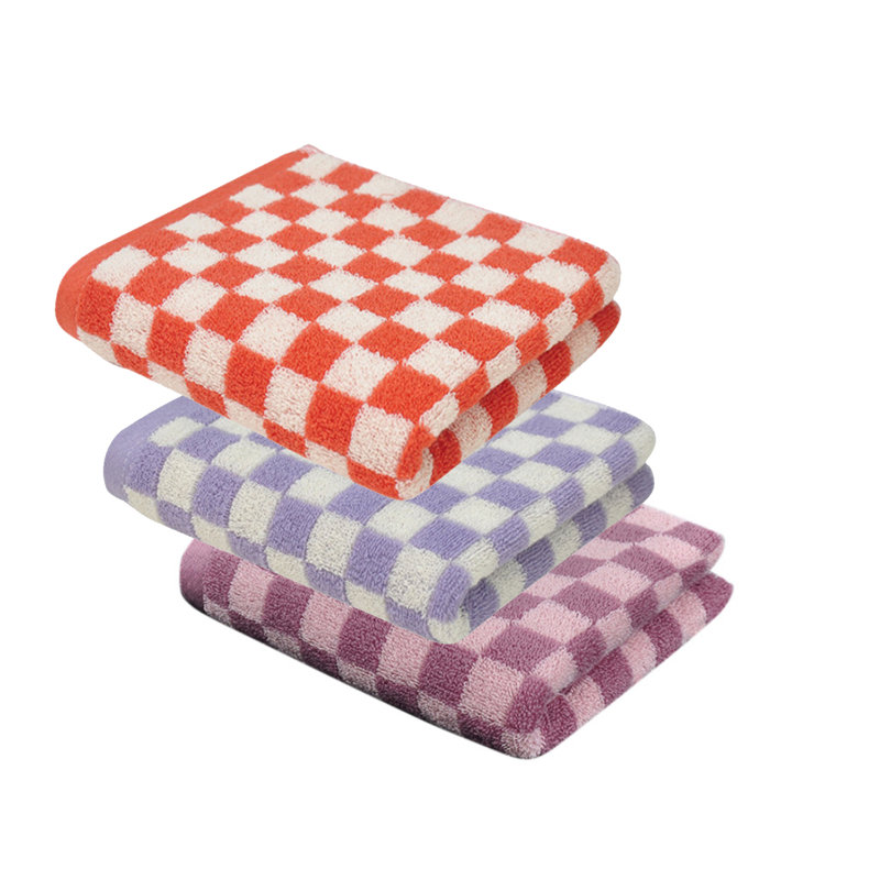 Hand Towels for Bathroom 3 Pack, Cotton Face Towels Soft Absorbent for Spa Bath Gym Kitchen, Hand Towel Set Decorative Checkered, 13 x 29 Inches