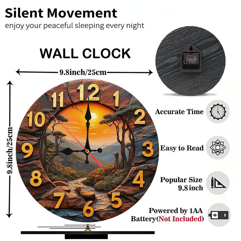 Sunset Landscape Wall Clock Stone Design Home Decor
