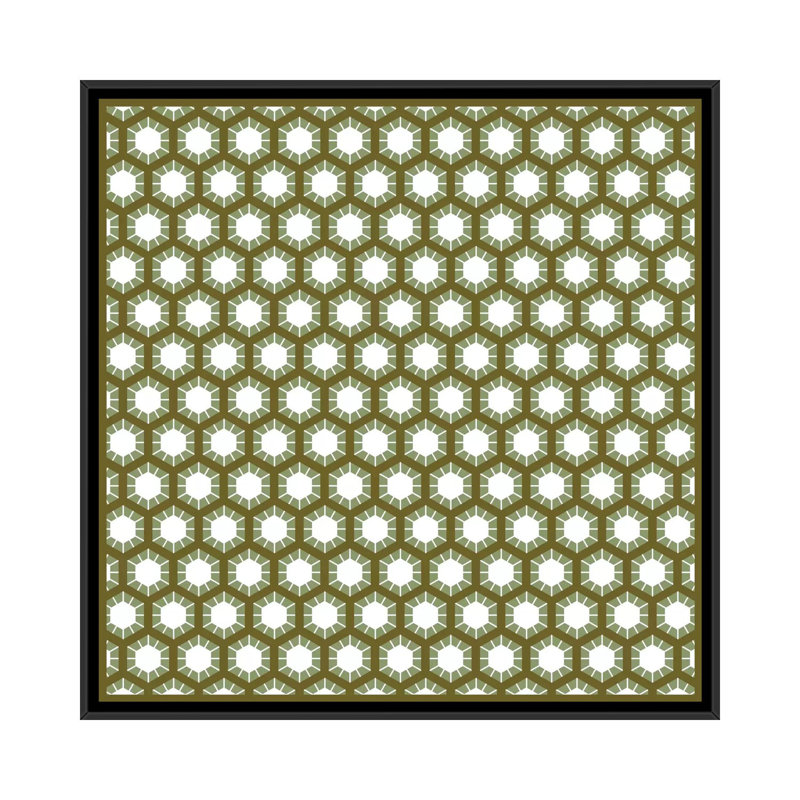 Albree Modern Honeycomb, impression sur toile, H 26 po x l 26 po x P 1,5 po, Toile avec cadre flottant noir, Pas de tapis