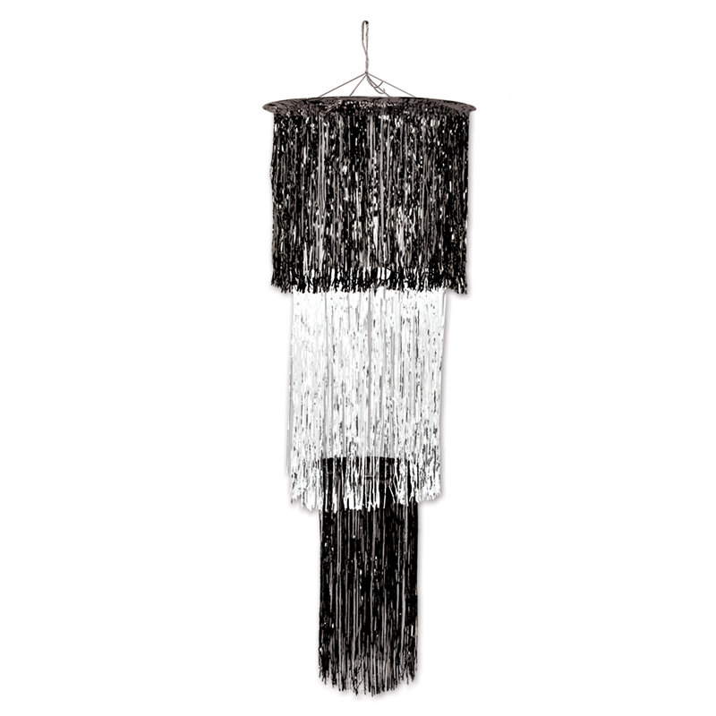 3-Tier Shimmering Chandelier, Black/White
