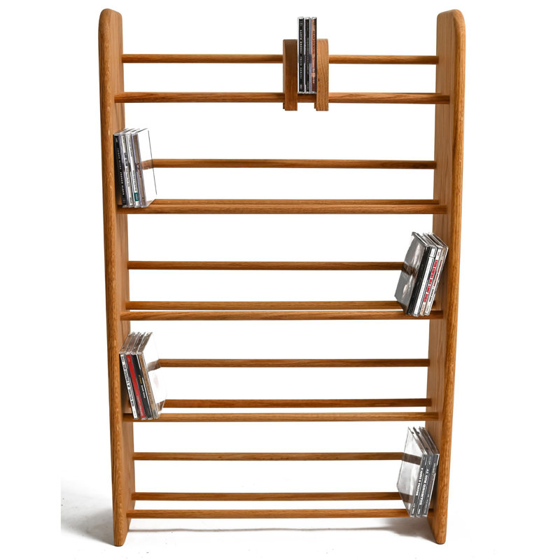 Dowel-Style Wooden CD Rack - 01 Series, Natural, 37.25" H x 24.25" W x 7.25" D