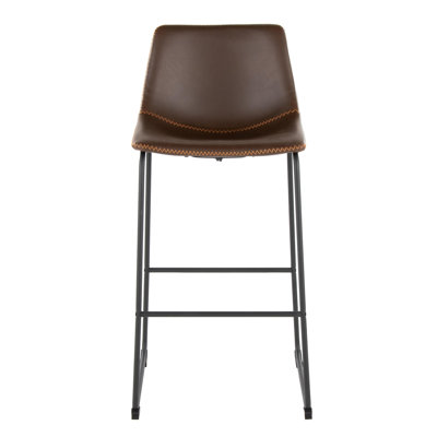 Duke Fixed-Height Counter Stool with Zig-Zag Stitching