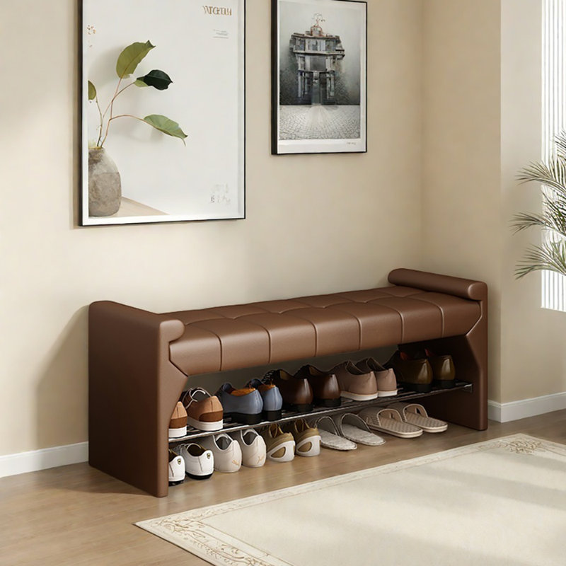 Tabouret avec rangement à chaussures 47,2 po, Café