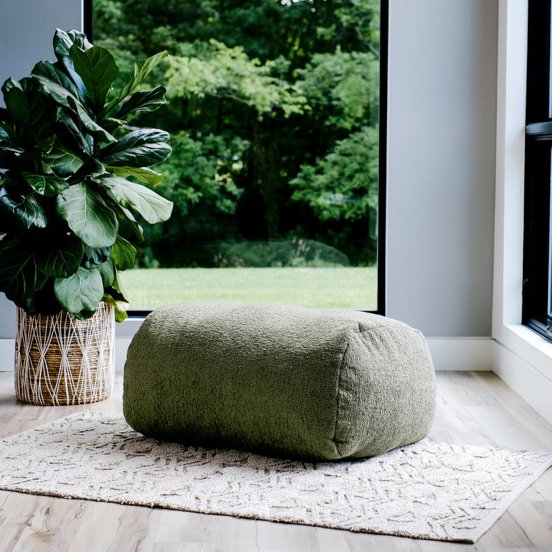 Big Joe Modora Bean Bag Ottoman Lounger, Heather Green Soft Boucle, Heather Green Boucle, Ottoman Only
