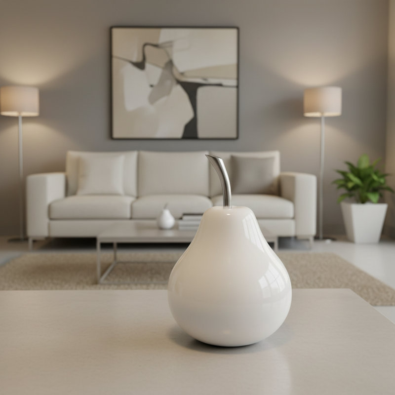 Annebeth Pera Blanco Pear, 9" H x 6" W x 6" D, White