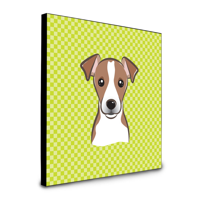 Panneau mural d’art Dungorbery, Vert, Jack Russell terrier brun clair