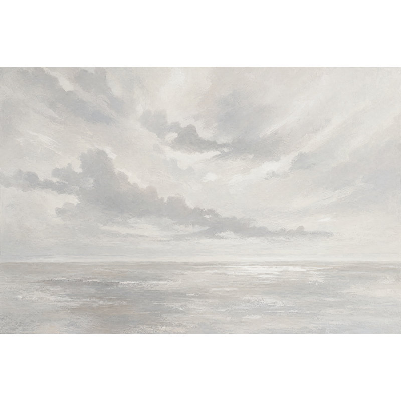 Papier peint ciel nuageux, horizon brumeux, fresque murale, 100"x96", Non-Woven Nonpasted