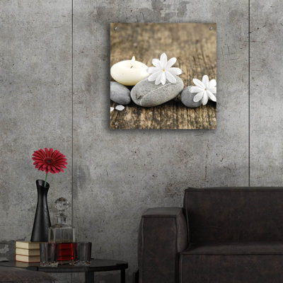 «Zen Pebbles 3» par Photoinc Studio, art mural en verre acrylique, 24 po x 24 po