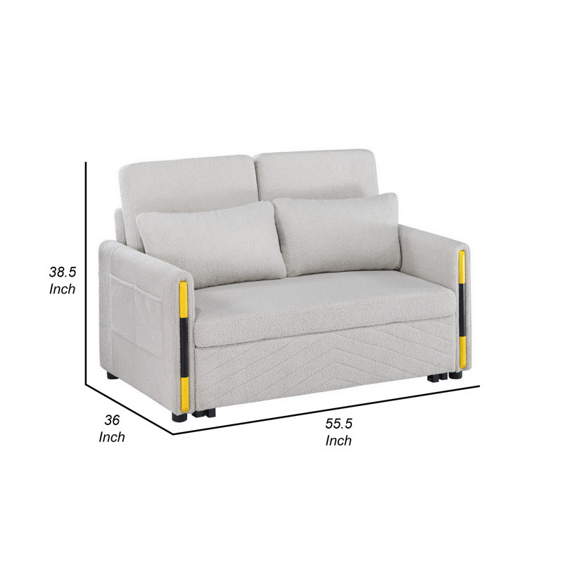 Canapé-lit rembourré 55,5 po Sconiers, Velours beige