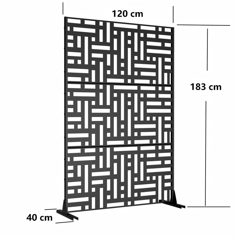 183cm H Freestanding Metal Room Divider Decorative Privacy Screen Garden Lattice Panel Trellis for Patio, Balcony, Backyard, Pool, Indoor Room