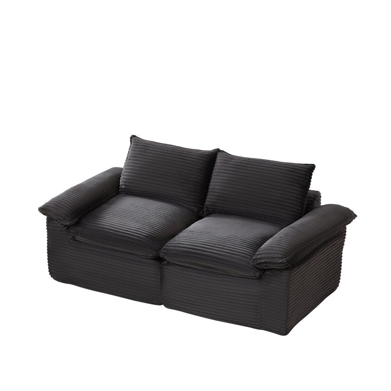 Boneless 80" Boneless Modular Sectional Sofa Oversized Cloud Couch, Deep Seat L-Shaped Corduroy Fabric, No Assembly Required for Living Room & Apartment (Loveseat)