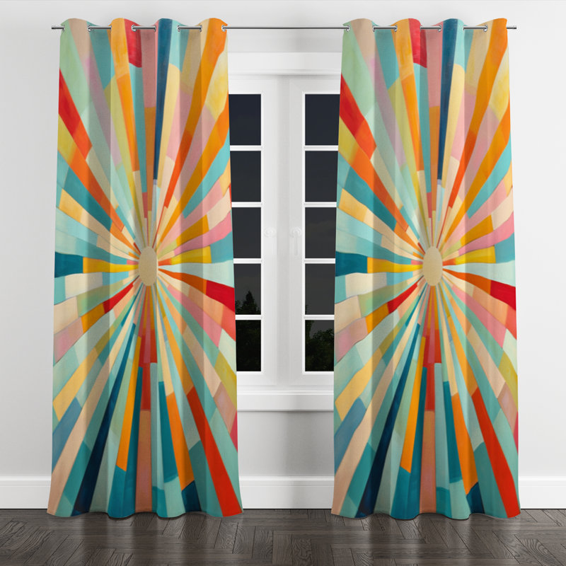 Rideau coloré occultant coloré avec œillets Mid Century Century, L 52 po x L 108 po, Œillets argentés