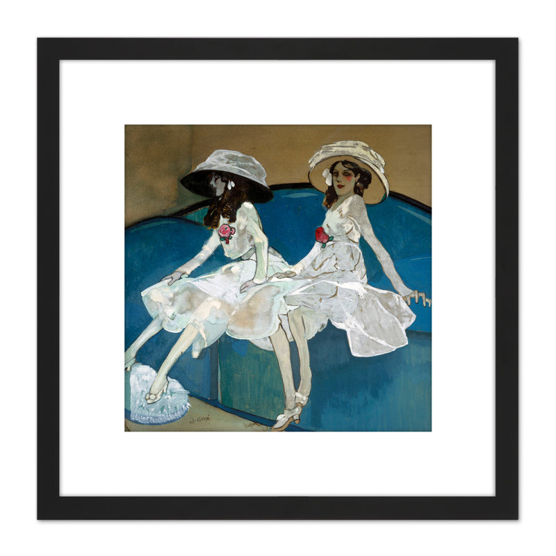 Gose Two Sisters White Dresses Seated - Single Picture Frame Painting