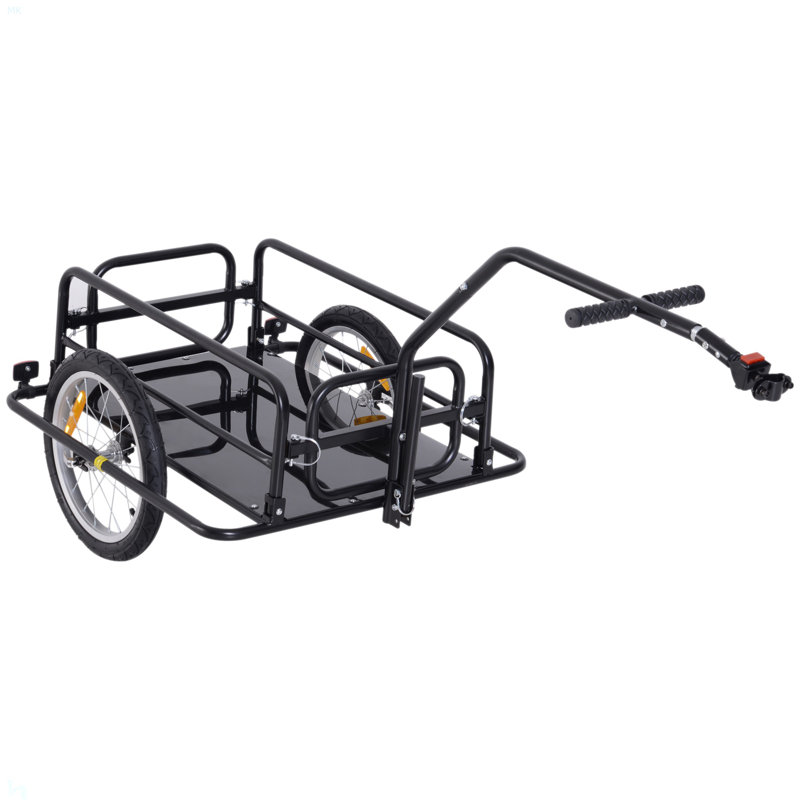 Remorque de cargaison de vélo Aosom, remorque de vélo, chariot de chariot de vélo robuste, rangement compact pliable, avec attelage universel, roues de 16 po, capacité de 88 lb.