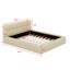 Lit plateforme au sol avec tissu en lin et lattes robustes de soutien-700376748
