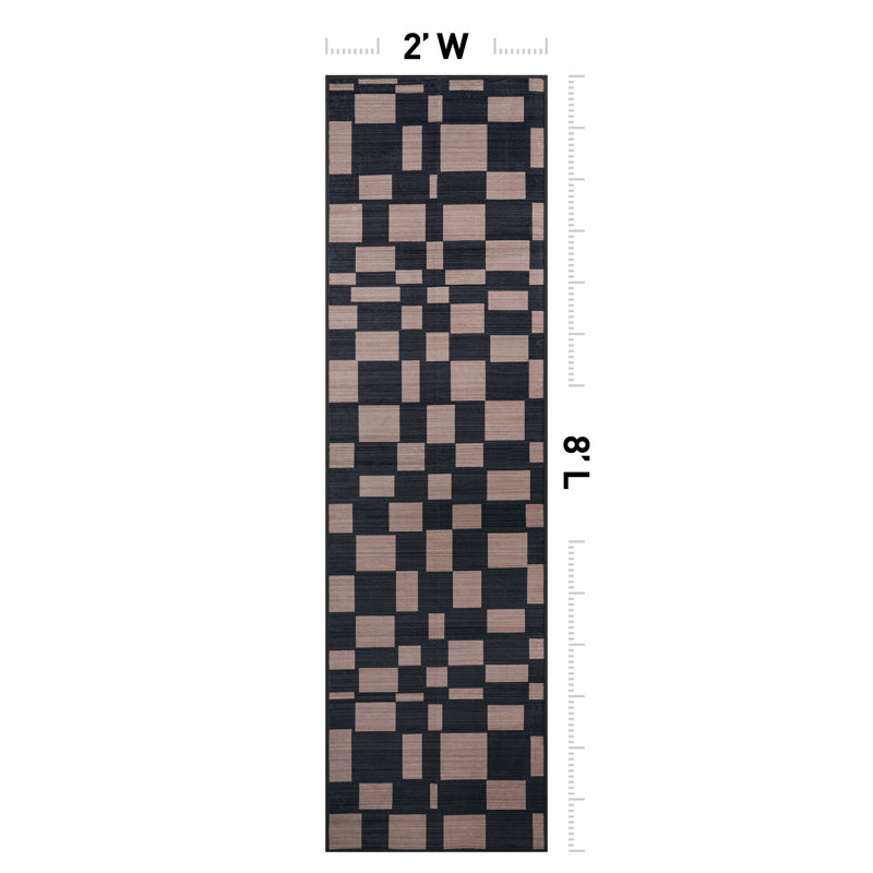 Lipsey Flatweave Washable Checkered Indoor Rug, 2 pi x 8 pi