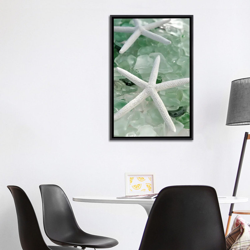 Seaglass 1 - Green 6 Pcs., White Floater Framed, 26" H x 18" W