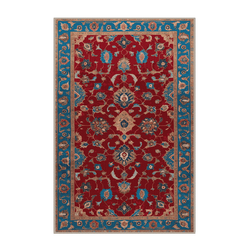 Machine Washable Tabriz Brown Area Rug, Rectangle 4' x 6'