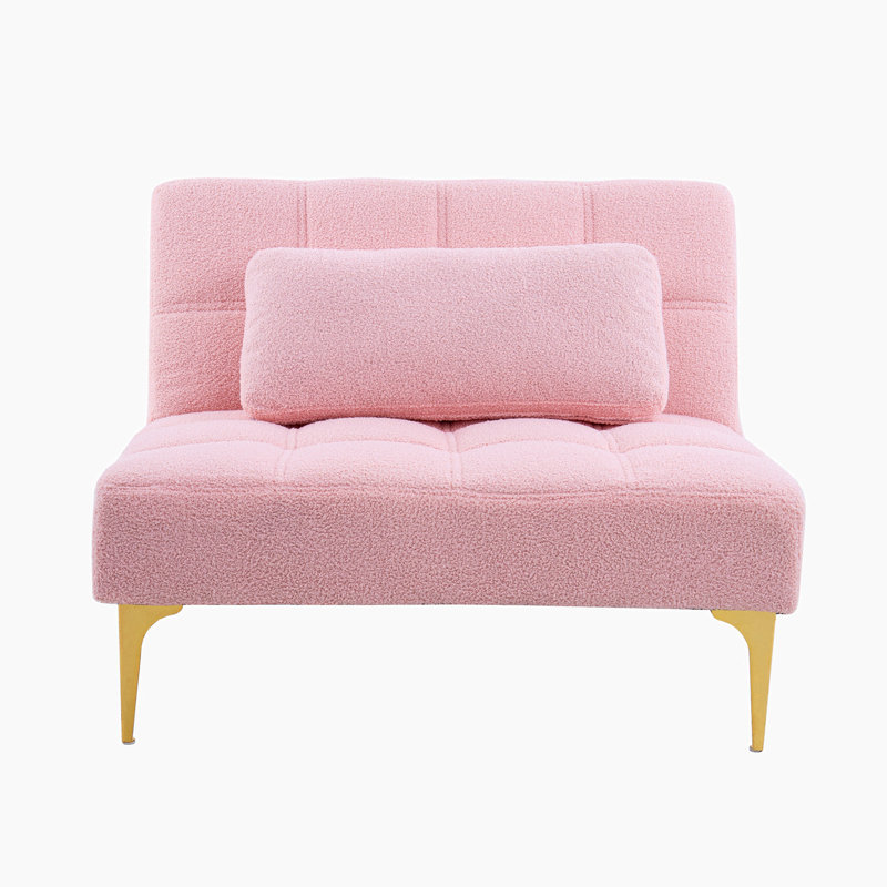 Terresia Upholstered Accent Chair with Ottoman, Pink Teddy
