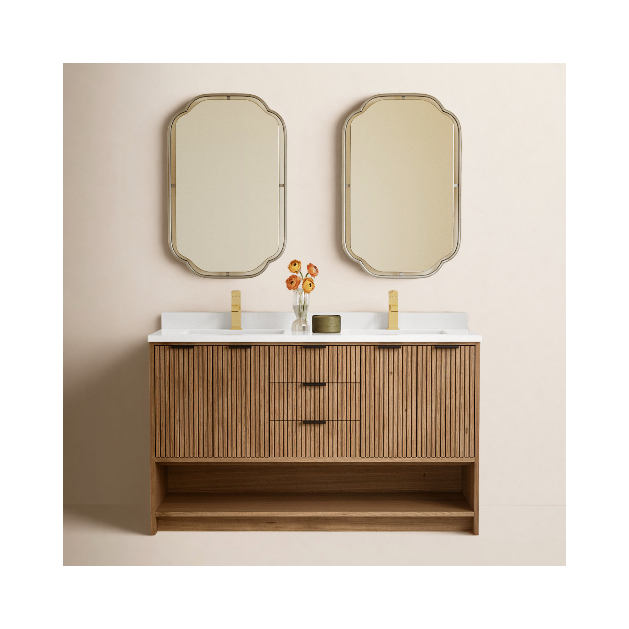 Anelie 55'' Double Bathroom Vanity, Weathered Fir