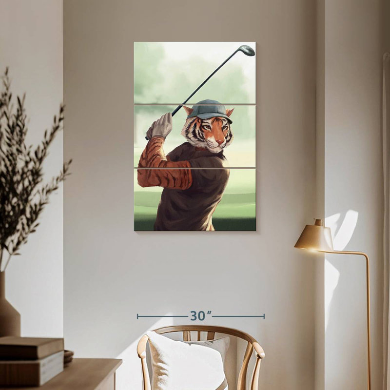 Ketti Tiger Playing Golf, 57" H x 36" W