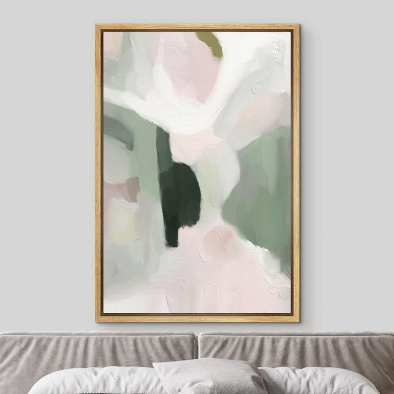 «Abstract Colorful Strokes Green Pink Watercolor», reproduction sur toile, H 24 po x l 16 po x P 1,5 po, Naturel