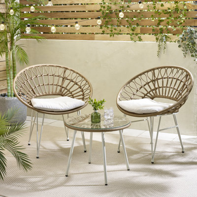 Allyx Garden Seating Set - 2 Chairs and Table Conversation Set for Modern Boho Patio