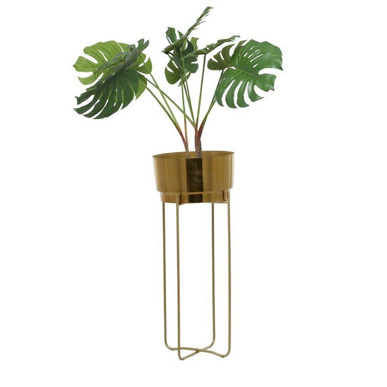 Contemporary 2-Piece Iron Pot Planter Set CosmoLiving by Cosmopolitan Color: Gold