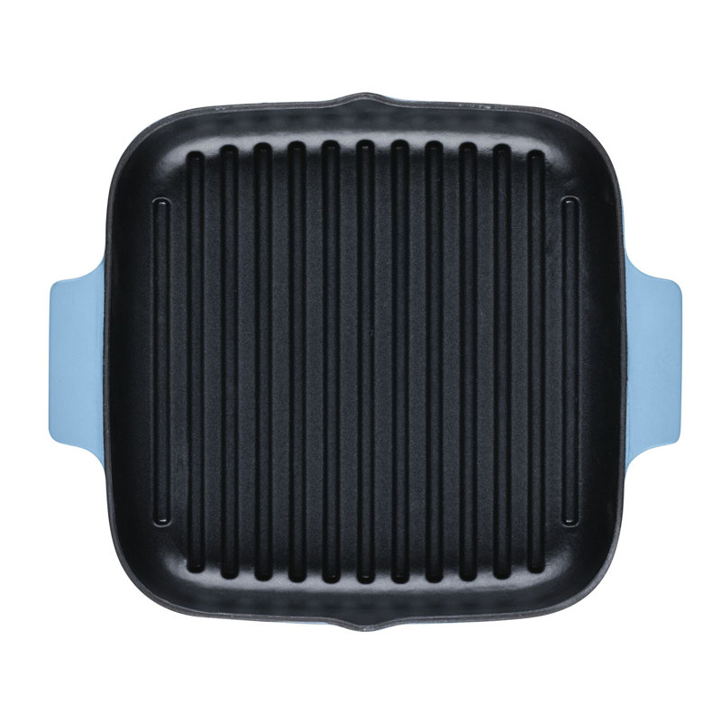 KitchenAid Enameled Cast Iron Square Grill and Roasting Pan, Blue