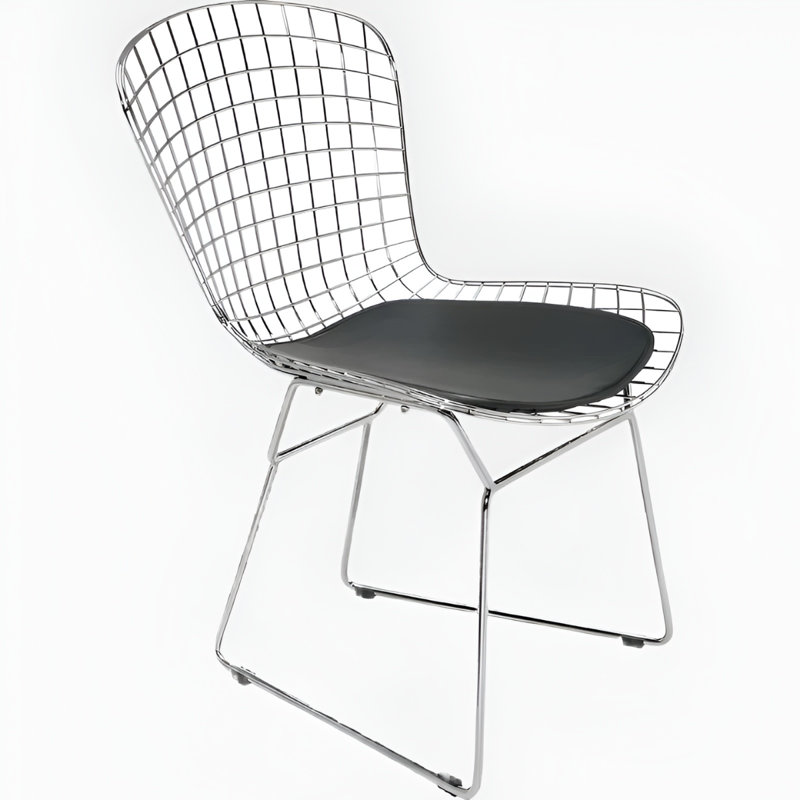 Chaise en fil de fer, Chrome chrome, Noir