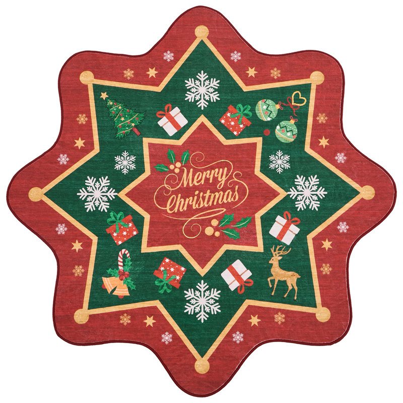 Round Geometric Washable Area Rug, 120*120cm