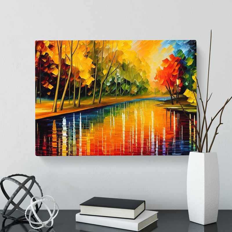 River By The Trees Vol.1 Abstract - Wrapped Canvas Painting, 35cm H x 50cm W x 3cm D