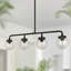 Luminaire suspendu 4 lumières noir moderne avec îlot de cuisine linéaire avec abat-jour en verre craquelé pour la cuisine, la salle à manger et le bar